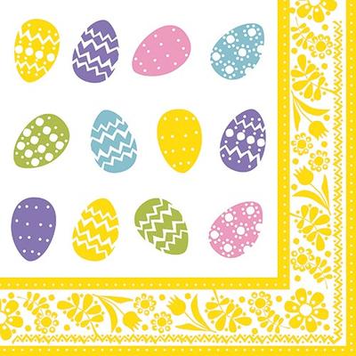 PAPSTAR 400 Servietten, 3-lagig 1/4-Falz 40 cm x 40 cm "Coloured Eggs"