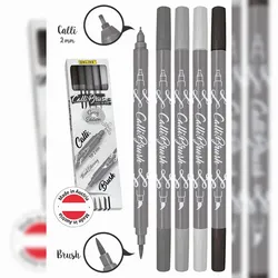 ONLINE® 19105 Faserschreiber Calli.Brush - 5 Stück Duo grey Edition