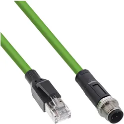 INLINE Industrie Netzwerkkabel, M12 4-pin D-kodiert St, zu RJ45 St,, PUR, 15m