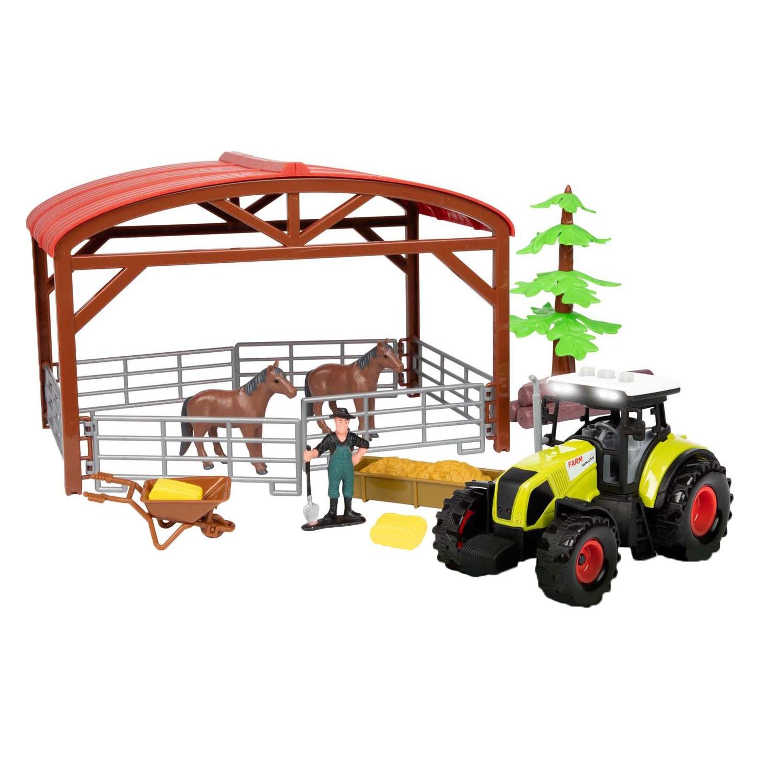 Toi-Toys Ackersville Pferdestall mit Traktor, Licht und Sound-Spielset, 14-tlg. (54734028)