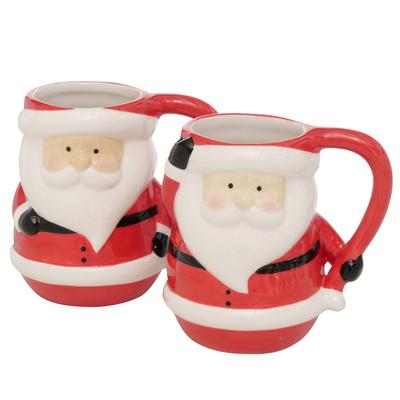 2x Kaffeebecher Nicko 400ml rot Weihnachtsmann-Tasse Glühwein Kakao Pott X-Mas