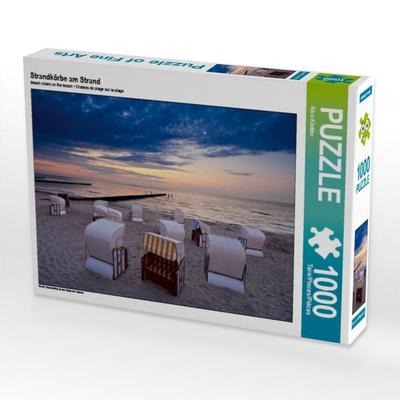 CALVENDO Puzzle Strandkörbe am Strand | 1000 Teile Lege-Größe 64x48cm Foto-Puzzle für glückliche Stunden