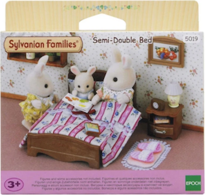 Sylvanian Families Möbel - Semi-Double Bed - Doppelbett mit Nachttisch