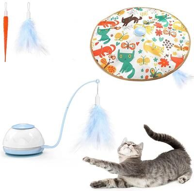Uplifted Finds ATUBAN Automatic Motion Interactive Motorized Wand Cat Toy sky Blue