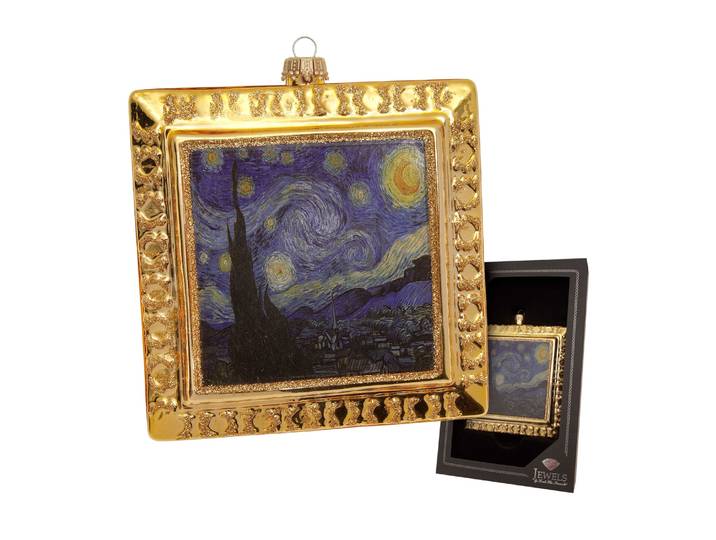 Weihnachtsbaumkugel KREBS GLAS LAUSCHA Baumschmuck Sternennacht Kunstwerk gold 15cm , gold (goldfarbig), B:12cm H:12cm T:3cm Ø:12cm, Glas, Weihnachtsbaumkugeln, Weihnachtsbaumkugel, Dekoriert mit Liebe zum Detail