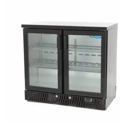 Maxima - 9400905 Getränkekühlschrank 2 Drehtüren LED Doppelglas Schloss Schwarz 214L 92x51,5x85 cm