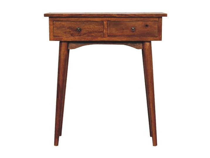 KONSOLENTISCH Mini, im Kastanienholz-Finish, mit 2 Schubladen, Braun