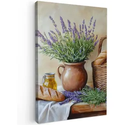 LEINWANDBILD Lavendel - Brot - Stilleben Wanddeko 40x60 cm