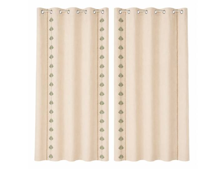 Lot 2 rideaux en coton beige 140x260 cm