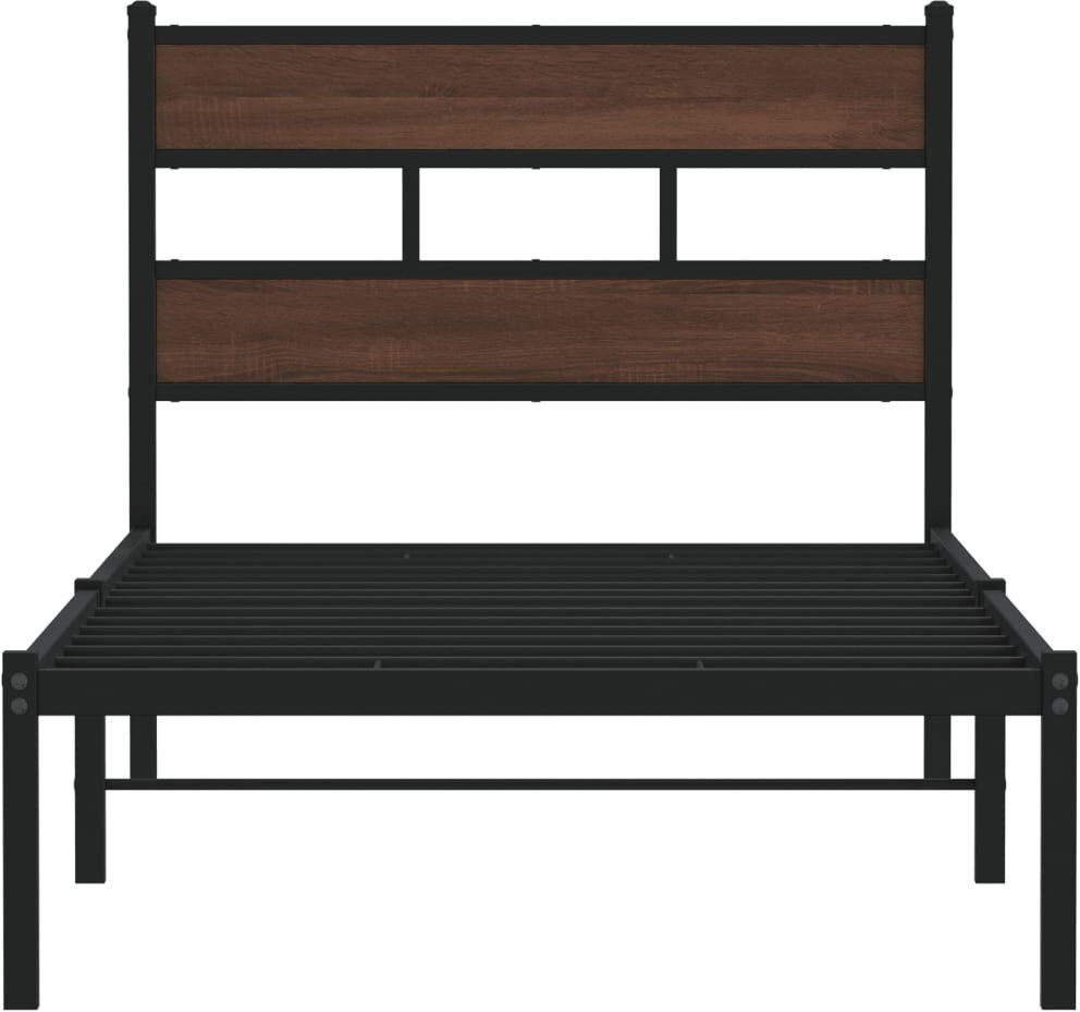 Vidaxl Bed Frame Without Mattress With Headboard 160X200 Cm Brown Oak Single (3')
