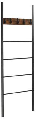 Costway Wall-Leaning Decorative Blanket Holder with 5 Removable Hooks