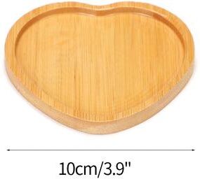 Discount Dollar Deals Mini Bamboo Tray Wood Saucer Flower Pot Tray Cup Pad Coaster Plate Kitchen Decorative Plate Creative Coffee Cup Mat Home Decor heart