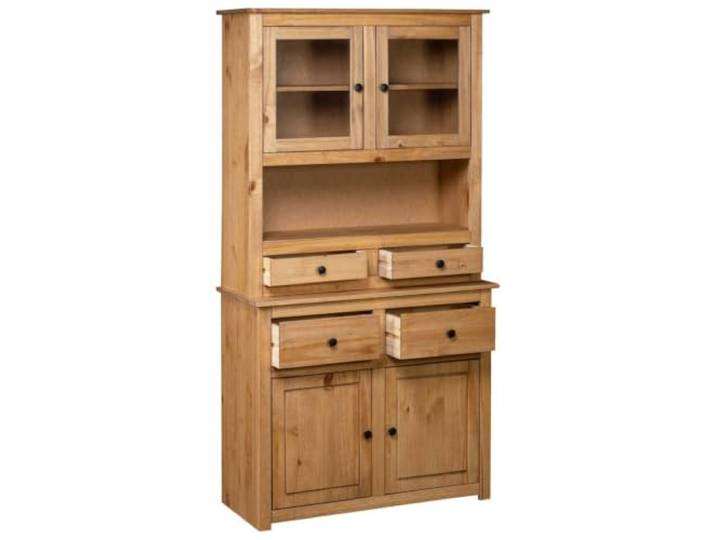 KLGBNCVE Highboard 93x40,5x180 cm Kiefernholz Panama Massives Kiefernholz, rustikale Maserung, Unikat, viel Stauraum, mühelose Montage, Wohnraum