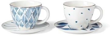 Lenox Blue Bay 4-Piece Teacup & Saucer Set White