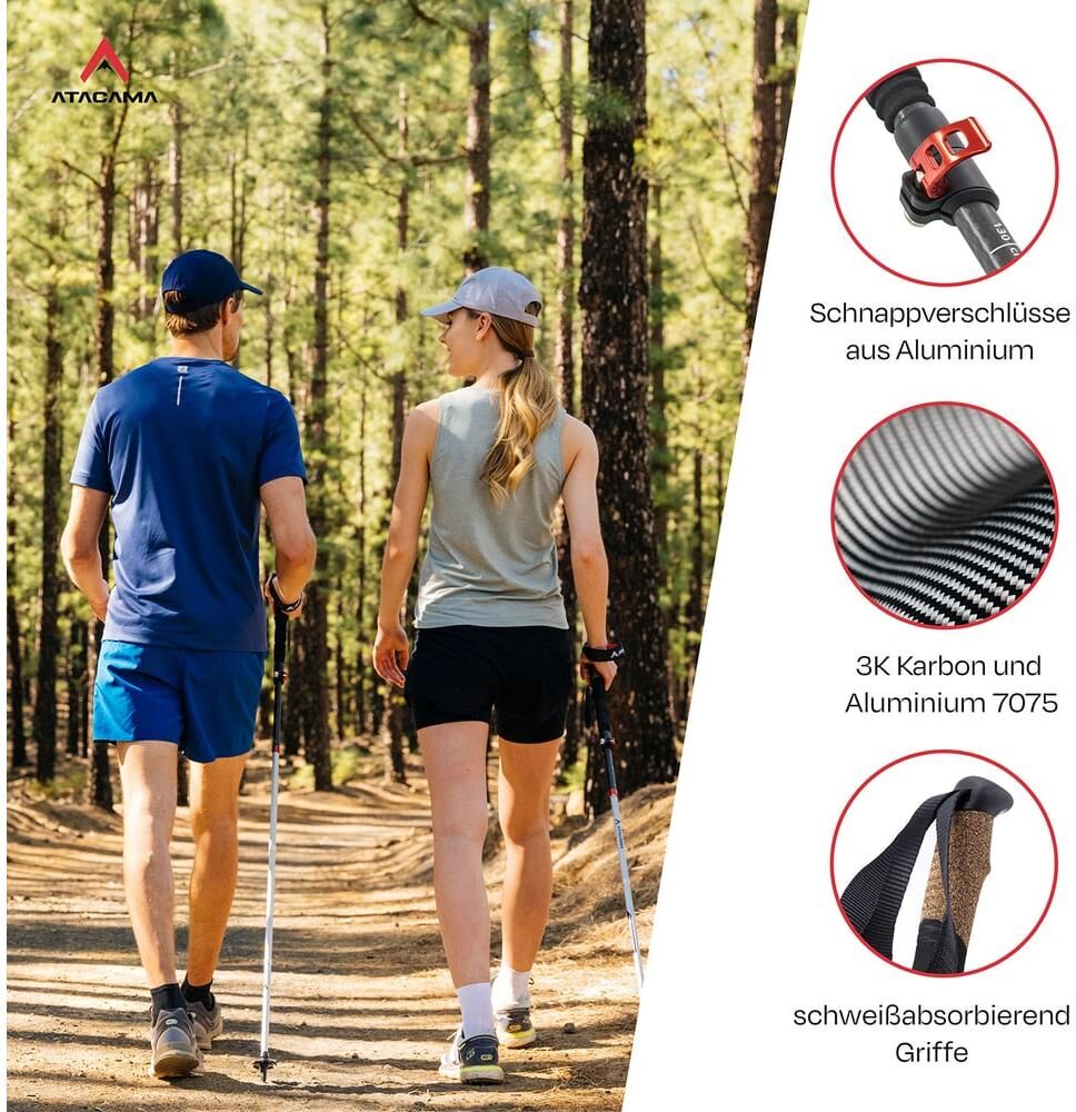 Wanderstöcke "Atacama Flip Lock 110-135 cm", schwarz (mehrfarbig), Sportstöcke, 135cm, Wanderstöcke, L:135cm mehrfarbig 135cm