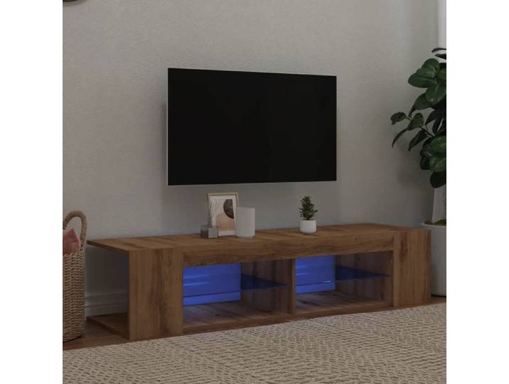 Meuble TV avec lumières LED chêne artisanal bois d'ingénierie support TV meuble multimédia console TV meuble 856324