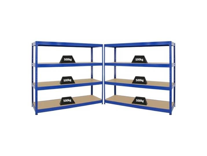 PROREGAL Mega Deal 2er-Sparset Profi-Schwerlastregal Dino HxBxT 180x180x60cm Fachlast 500kg Blau, Kellerregal, Steckregal, Garagenregal, Lagerregal