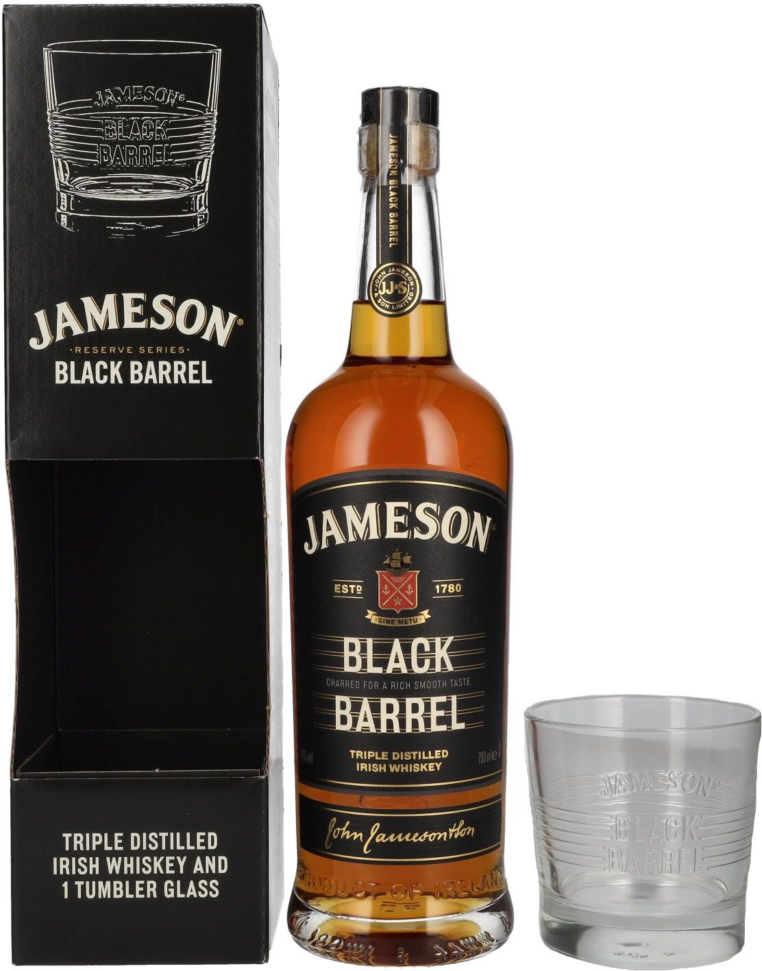 Jameson Whiskey Jameson BLACK BARREL Triple Distilled Irish Whiskey 40% Vol. 0,7l in Geschenkbox mit Tumbler