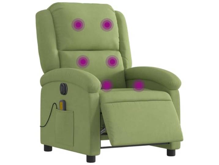 vidaXL Massagesessel Elektrisch Hellgrün Samt