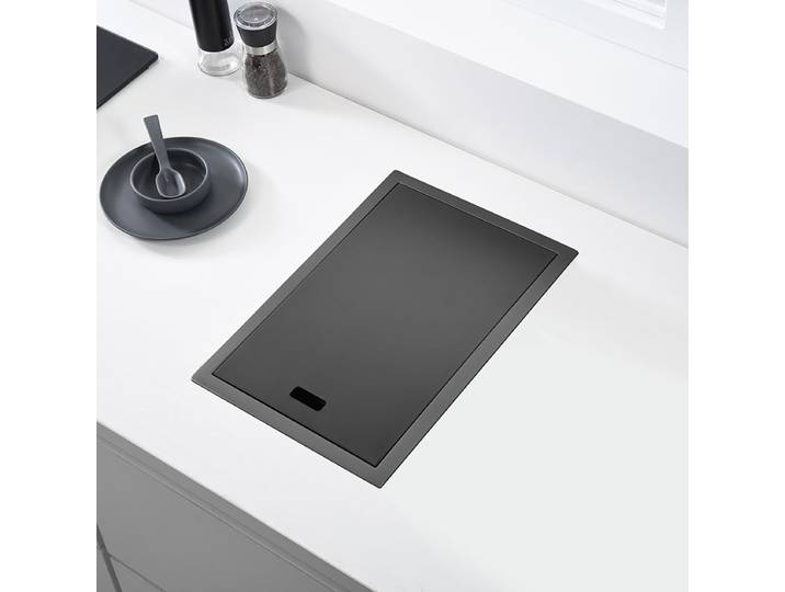 Évier de cuisine gris foncé dissimulé, évier simple de petite taille pour bar, évier de balcon en acier inoxydable, évier de cuisine encastré, évier de bar