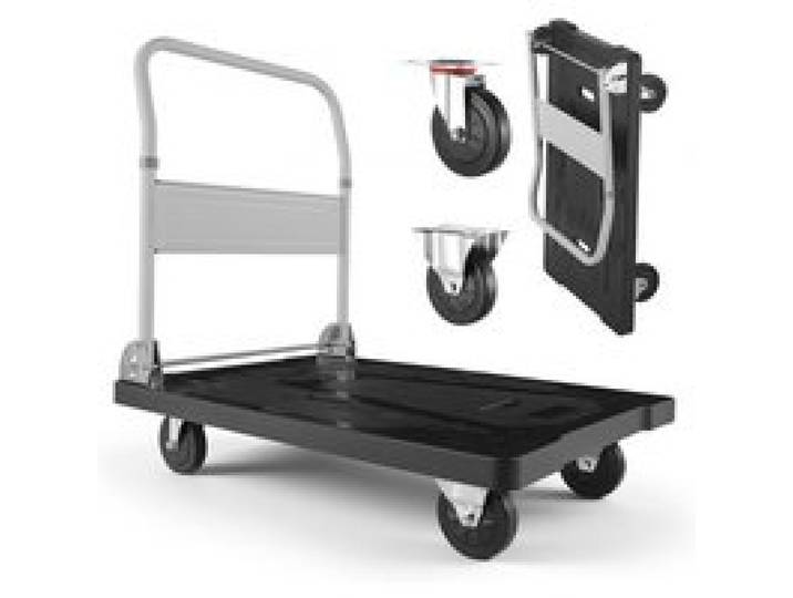 VEVOR Plattformwagen Klappbar 300 kg, Transportwagen mit Lenkrolle, Handwagen mit Rutschfester Ladefläche, Klappwagen Transporthilfe für Einfache Aufbewahrung, 895x595x850 mm Rollwagen