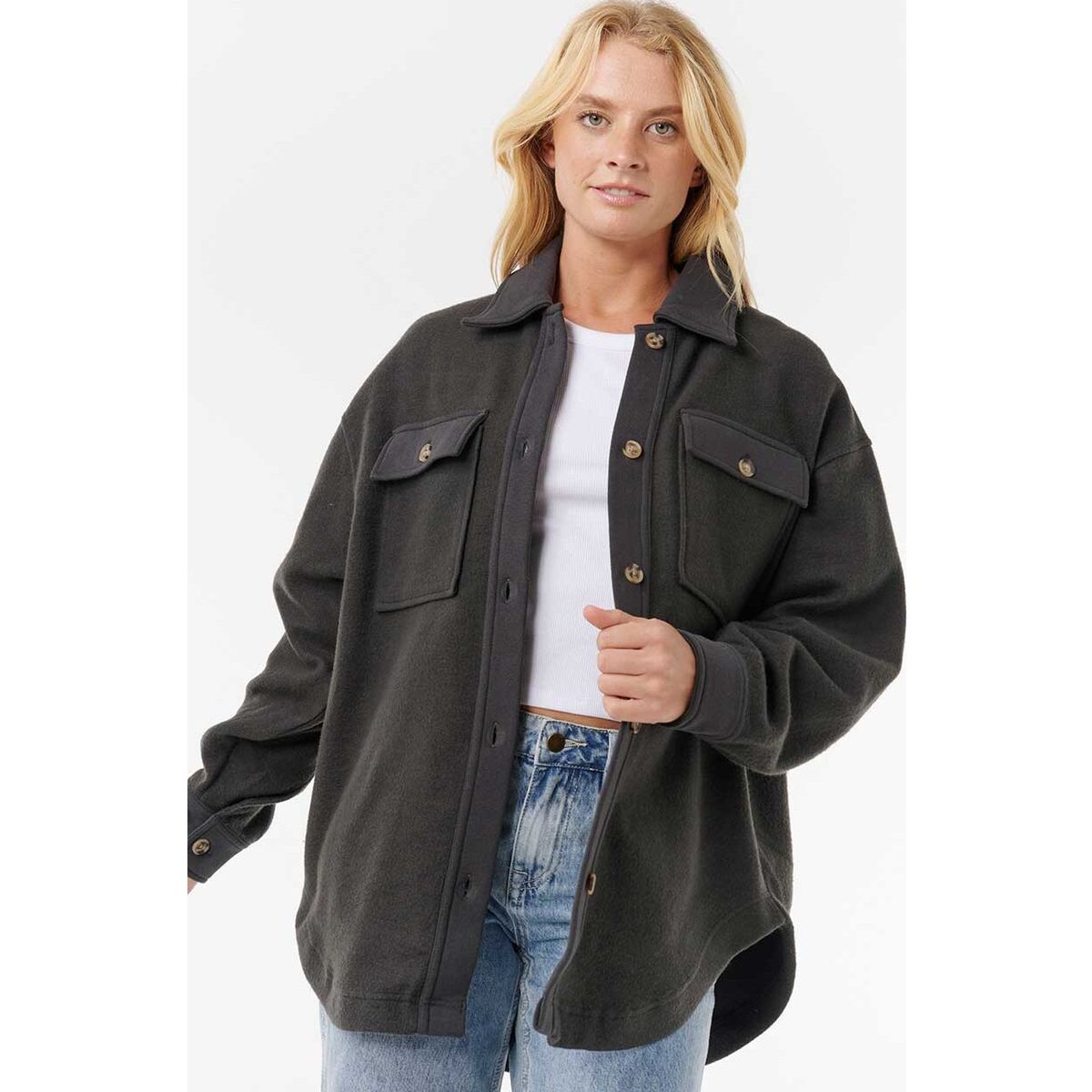 RipCurl High Tide Fleece Shacket washed black (8264) S 02BWJA_8264_S