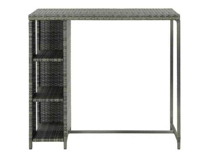 KDACVBMG Bartisch mit Aufbewahrung, grau, 120 x 60 x 110 cm, Kunstharz Hoher Tisch, seitliche Aufbewahrung, 3 Regale, PE-Rattan, Stahlgestell, leicht, leicht zu bewegen, Haus, Garten
