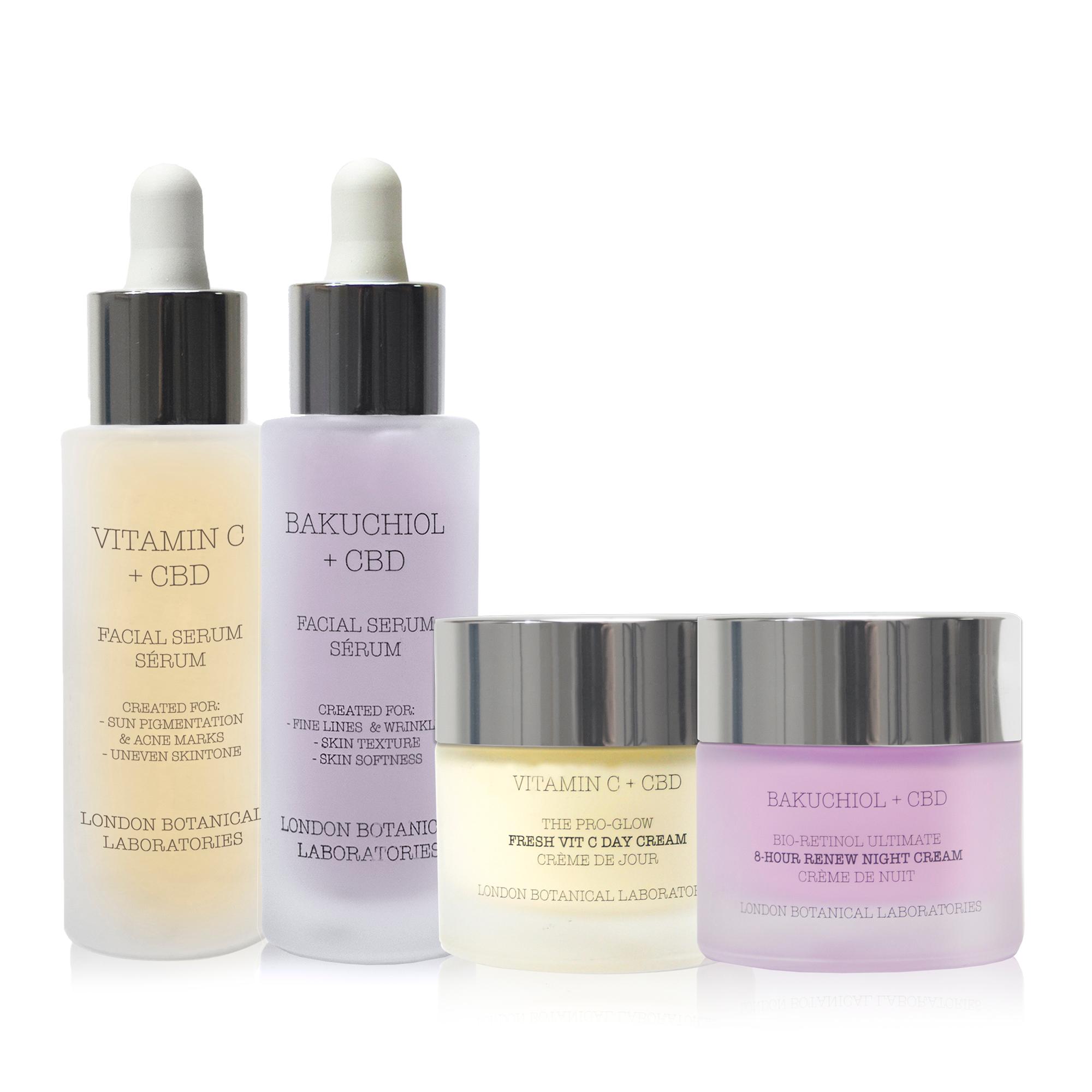 Bakuchiol-Serum+Vitamin C-Serum+Vitamin C-Tagescreme+ Bakuchiol-Nachtcreme