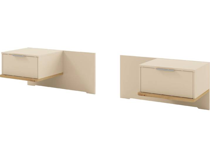 Nachtschrank MUSTERRING Isabelle , beige (champagner, dekor), B:90cm H:43cm T:47cm, Holzwerkstoff, Schränke, Nachtschrank, Set bestehend aus 2 Konsolen, Unterboden in Eiche, B90 x H43 x T47 cm
