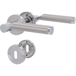 Alpertec Drückergarnitur Solid 1-R-C BB, Zamak, mit Rosetten, für Buntbartschloss
