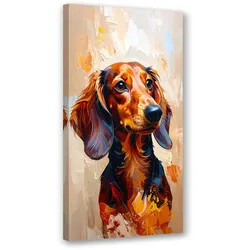 LEINWANDBILD Brauner Dackel Hund Tier 60x120cm