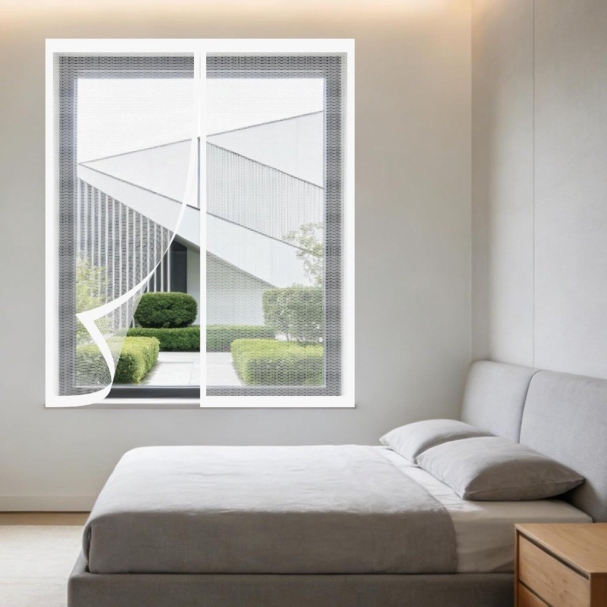 Magnetisch raamhor wit - Zelfsluitend vliegenhor om ongedierte buiten te houden - 60 x 115 cm