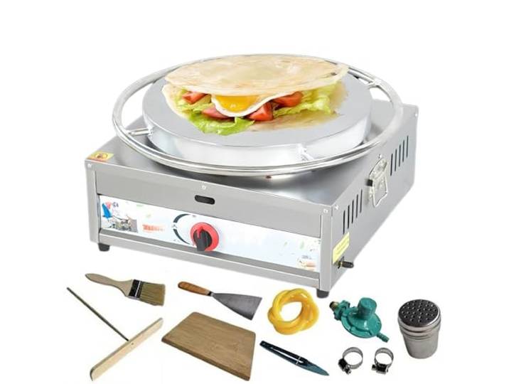 45cm,GUUFUFA Kommerzieller Crêpe-Maker, Pfannkuchen-Grillplatte, große Kochplatte, antihaftbeschichtete elektrische Grillplatte, Pfannkuchen-Maker, Teigverteiler, Holzspatel, Crêpe-Pfanne für Gas/LPG