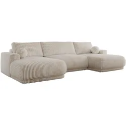 WOHNLANDSCHAFT RINA U Beige Cord