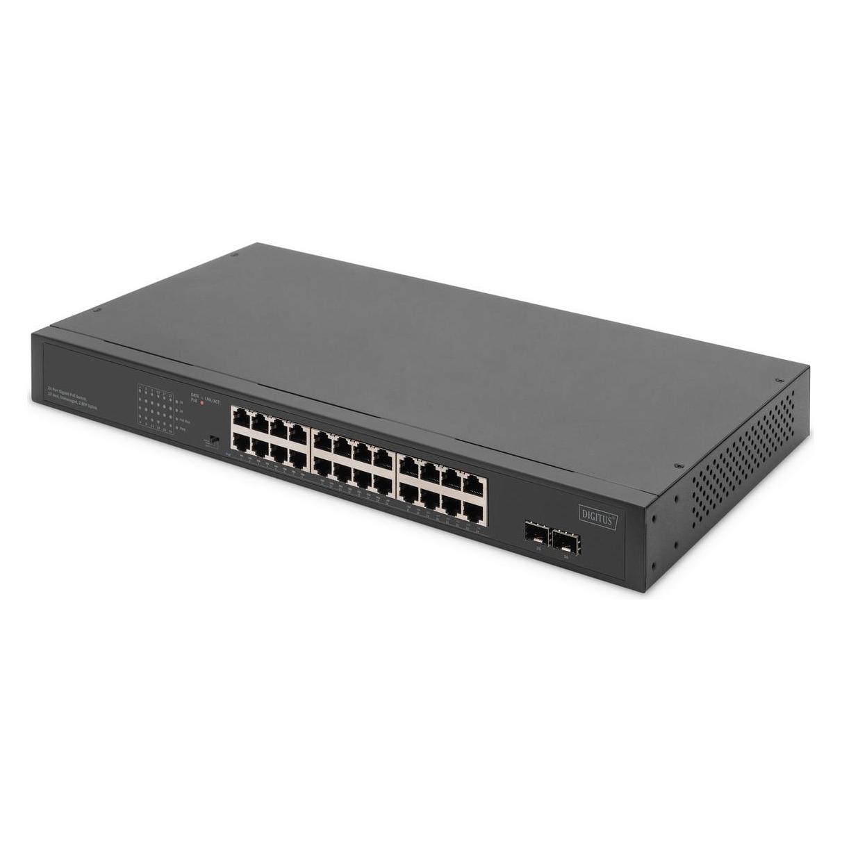 Digitus 24-Port Gigabit Netzwerkswitch, 19 Zoll, unmanaged,2 Uplink Ports, SFP (24 Ports) (DN-95348-2)