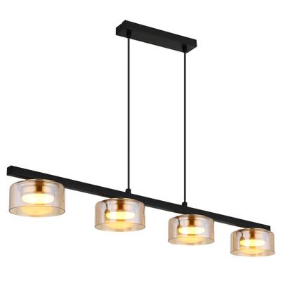 GLOBO LIGHTING Hängeleuchte "HIGGINS", schwarz (bernsteinfarben), H: 110cm, 1 Stk., Leuchten, Hängelampe Esszimmer-Leuchte Esstischleuchte Wohnzimmer, Hängeleuchte