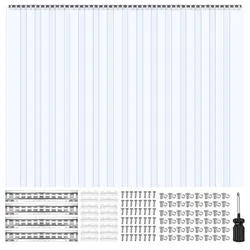 VEVOR Streifenvorhang, 16 Stück, 243 cm Höhe, 243 cm Breite, 2 cm Dicke, klare, glatte Kunststoff-Türstreifen mit 50 % Überlappung, PVC-Streifentürvorhang, Gefriervorhang für Lagerhallen, begehbare Gefrierschränke, Kühlschränke