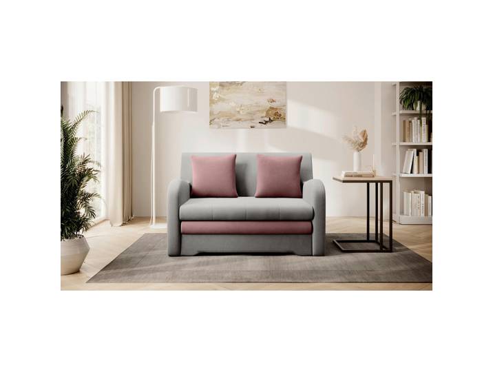 P & B Schlafsofa, Rosa, Hellgrau, Kunststoff, 2-Sitzer, 130x85x103 cm, Wohnzimmer, Sofas & Couches, Schlafsofas, Schlafsofas mit Bettkasten