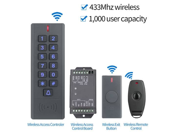 Kit de système de contrôle d'accès de porte sans fil 433M, télécommande, serrure ouverte, lecteur de proximité RFID 125Khz, Installation facile, étanche