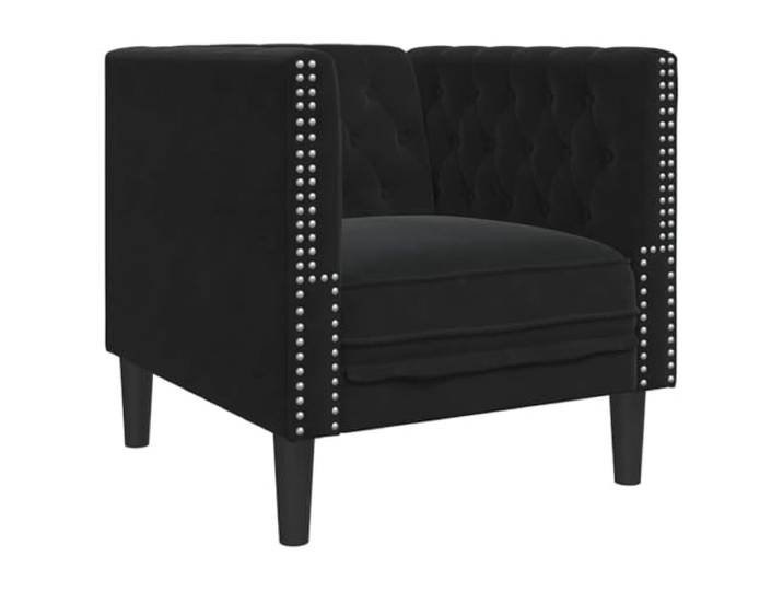 Makastle Chesterfield Sessel Schwarz Samt