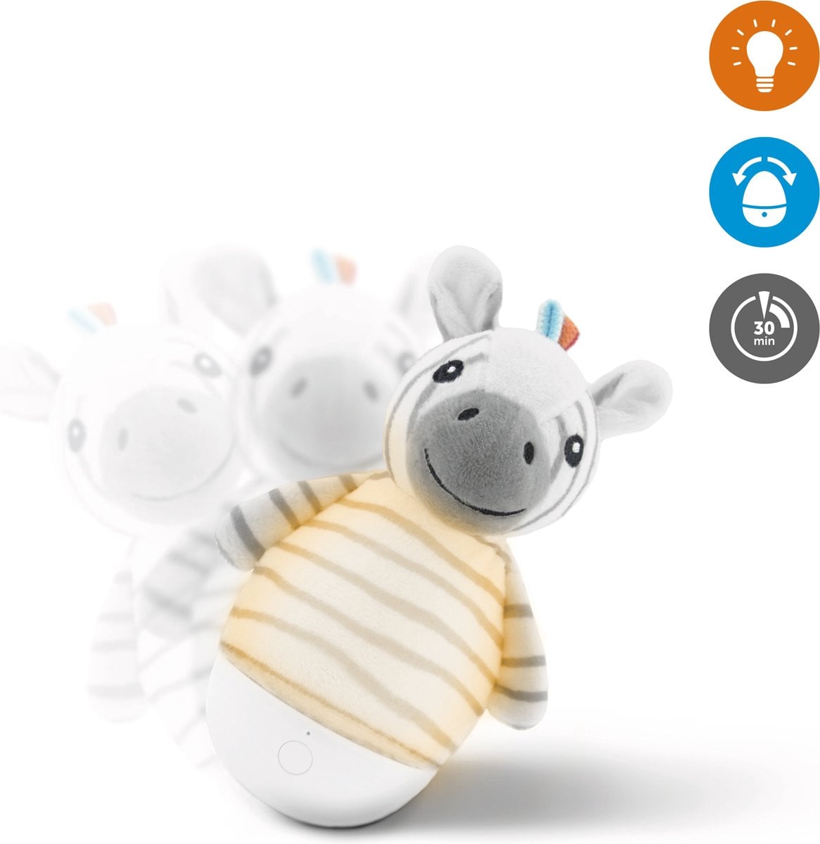 ZAZU Tumbler Nachtlampje Zack The Zebra met LED en oplaadbare batterij