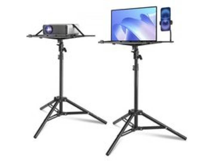 VEVOR Support de Projecteur et d’Ordinateur Portable, Trépied pour Vidéoprojecteur Hauteur Réglable 68,5-160 cm, Stand de Vidéoprojecteur avec Plateau et Support de Téléphone, Maison Bureau Studio