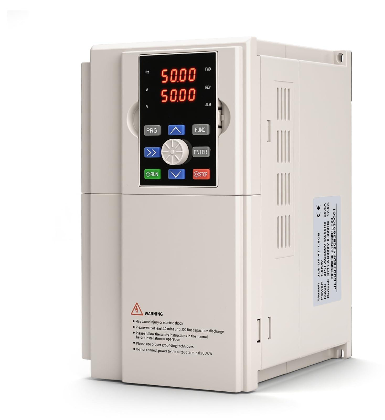 Dripio Frequentieomvormer 7,5 kW, 380 V, driefasig, met opbergplaat en 2 meter kabel