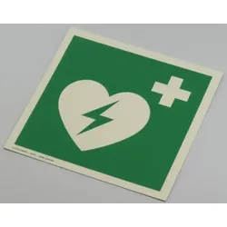 Hinweisschild AED, Kunststoff, langnachleuchtend