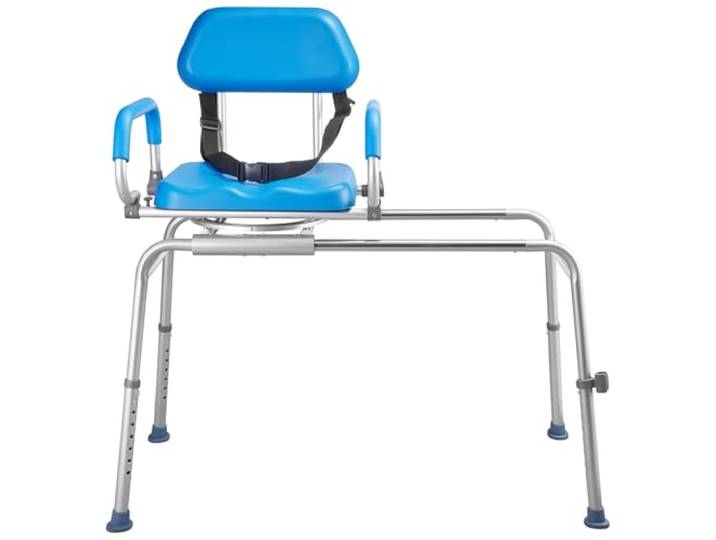 VEVOR Chaise de Baignoire Coulissante\, Siège de Transfert pour Baignoire Pivotant\, Capacité 150 kg\, pour Seniors et Personnes à Mobilité Réduite\, Hauteur Réglable\, Accoudoirs Relevables et Dossier