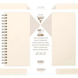 Clairefontaine 3x Album DIY zum Personalisieren, 40 Blatt weiß 200g im Format 32x24 cm, fester Umschlag perlmuttelfenbein - Elfenbeinperlmutt 95433C