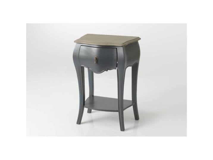 Table de nuit baroque grise et bois