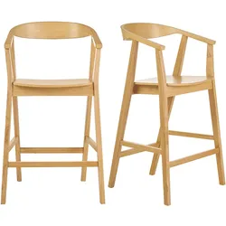Skandinavische Barhocker aus hellem Holz (2er-Set) BAHIA