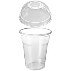 200 Frappé-, Smoothie-, Shake-, Eiskaffee-, PP Becher 0,3 mit rPET DOM Deckel mit Loch