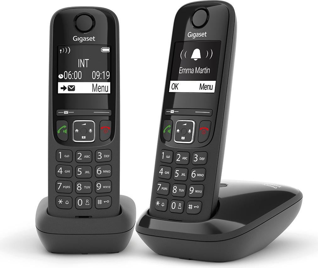Gigaset AS690 DUO Draadloze DECT Telefoon met Headset en Luidsprekerfunctie, Zwart